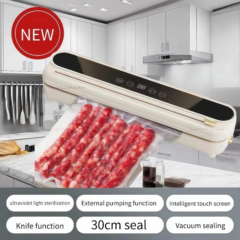 Electric Vacuum Sealer Built-in Cutter Kitchen Food Storage Seal Touch Button Dry/Wet Food Sealing Packaging Vacuum Machine