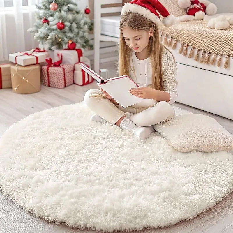 Anti-Slip Rugs Large Shaggy Rug 60/80/100cm Super Soft Round Mat Living Room Bedroom Carpet Multi Color Select For Home Decor