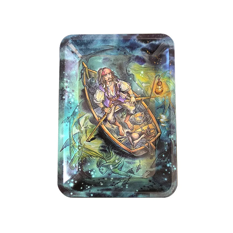 Cigar Rolling Tray Metal Storage Container Tinplate Household Supplies Accessories Size 18x12.5cm Storage Trays Various Patterns