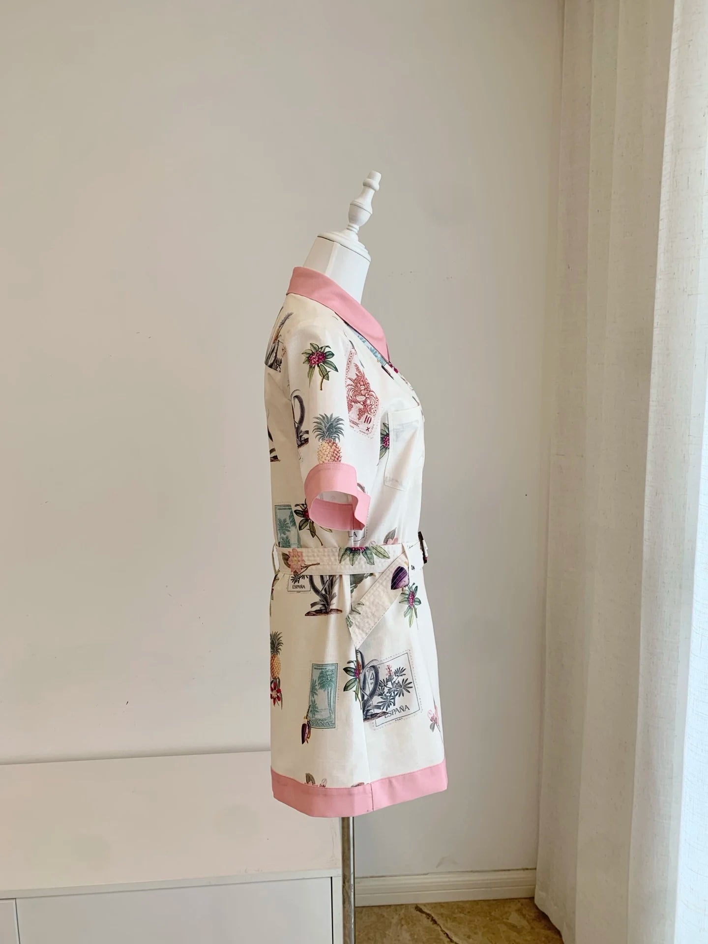 Early Spring 2026 Women Flower Printed Short Sleeve Turn-down Collar High Waist Single Breasted Fashion Jumpsuit