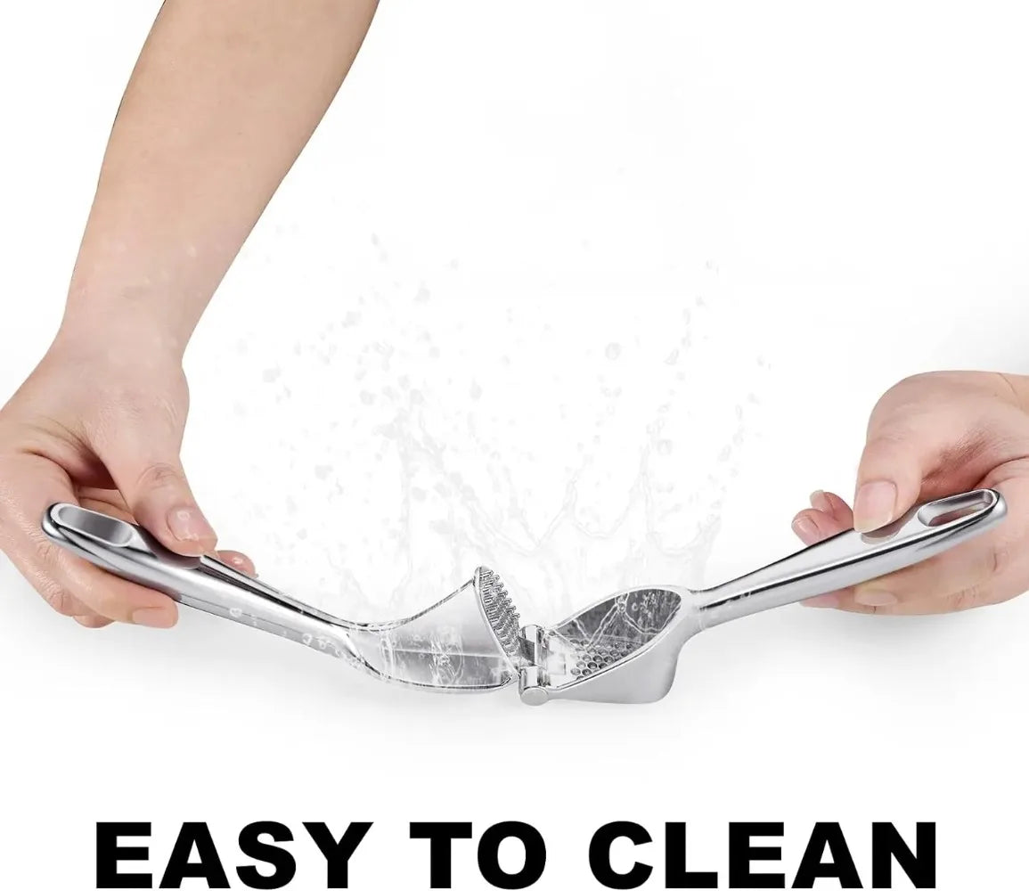 1pc zinc alloy garlic press – ergonomic soft-grip handle, easy to squeeze and clean, efficiently minces garlic cloves.