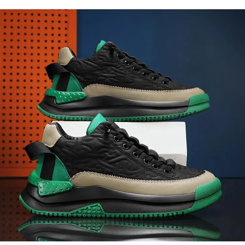 Men Spring Autumn Color Contrast Increased Casual Shoes Fashion Bandages Board Shoes High Quality Outdoor Boots British Style