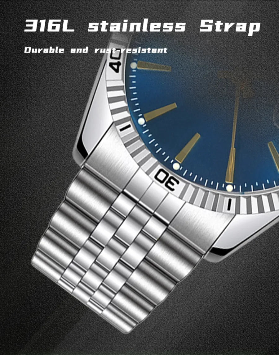 Deesio Automatic Mechanical Watch for Men Luxury Stainless Steel Waterproof Luminous Business Dress Wristwatch Sapphire Glass