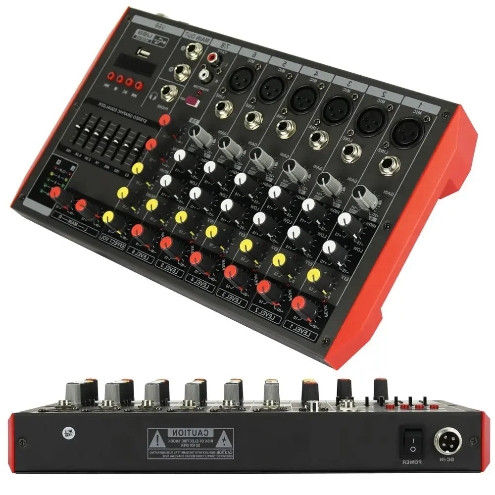 Factory Cost 8 Channel Bluetooth Stereo Mixer P800 Sound Mixing DJ Console 7-EQ XLR 48V Phantom 4 6 In-Put