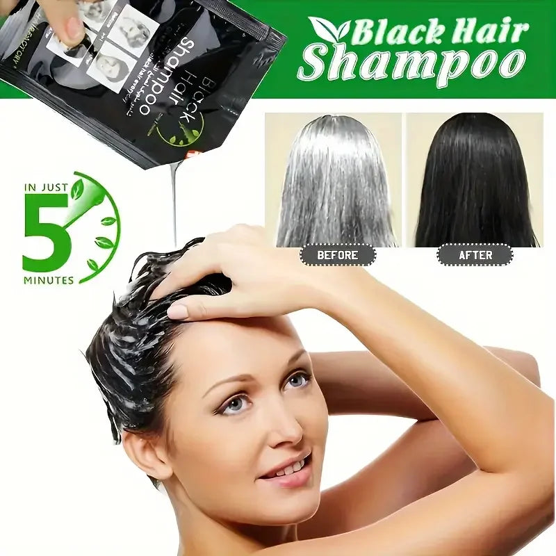 25ml*10 Fast Black Hair Shampoo 5 Mins Fast Become Black Hair Dye Herb Natural Hair Care Restore Colorant Shampoo Hair Care