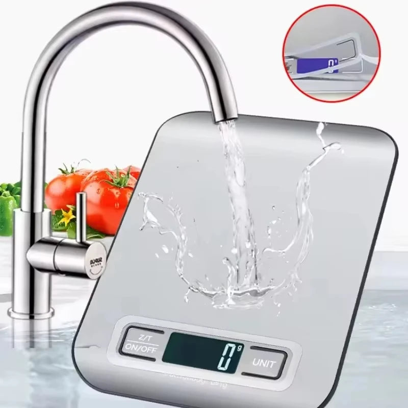 Digital Kitchen Scale LED Display 5/10kg-1g Stainless Steel Panel Electronic Scales Home Jewelry Food Weighing Baking Tools