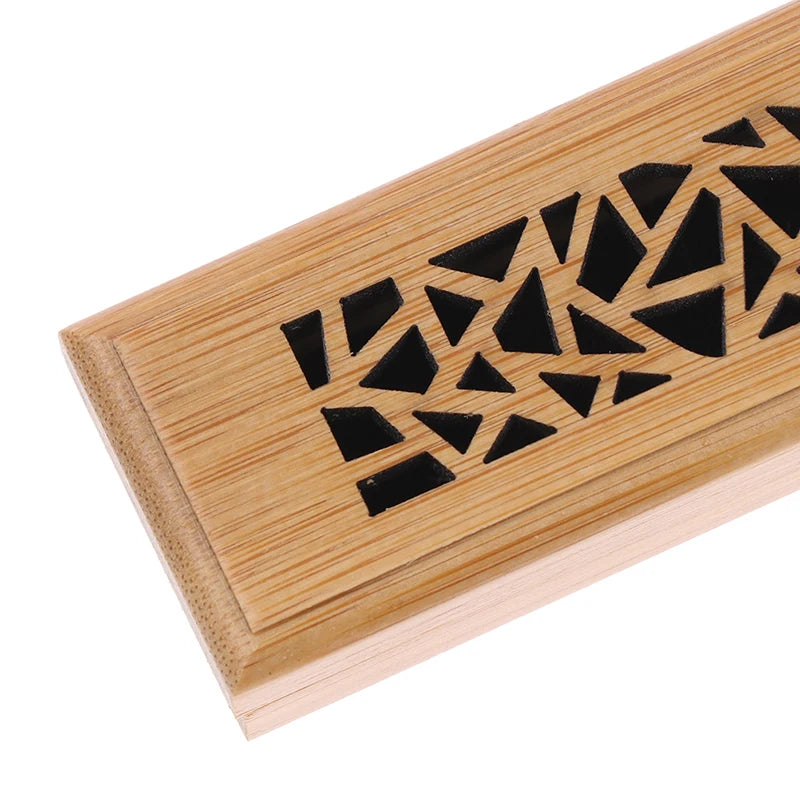 1Pc Bamboo Wood Incense Stick Holder Burning Joss Insence Box Burner Ash Catcher