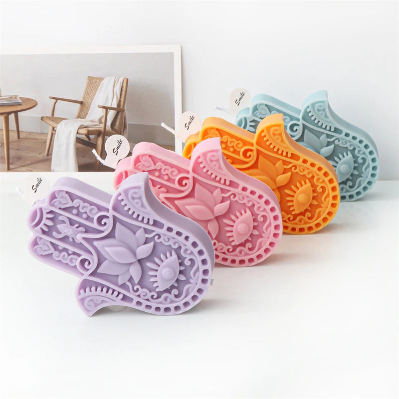 1pc DIY Silicone Candle Mold, Hamsa Hand Shaped Silicone Mould For Soap Resin, Candle Making Supplies Tool