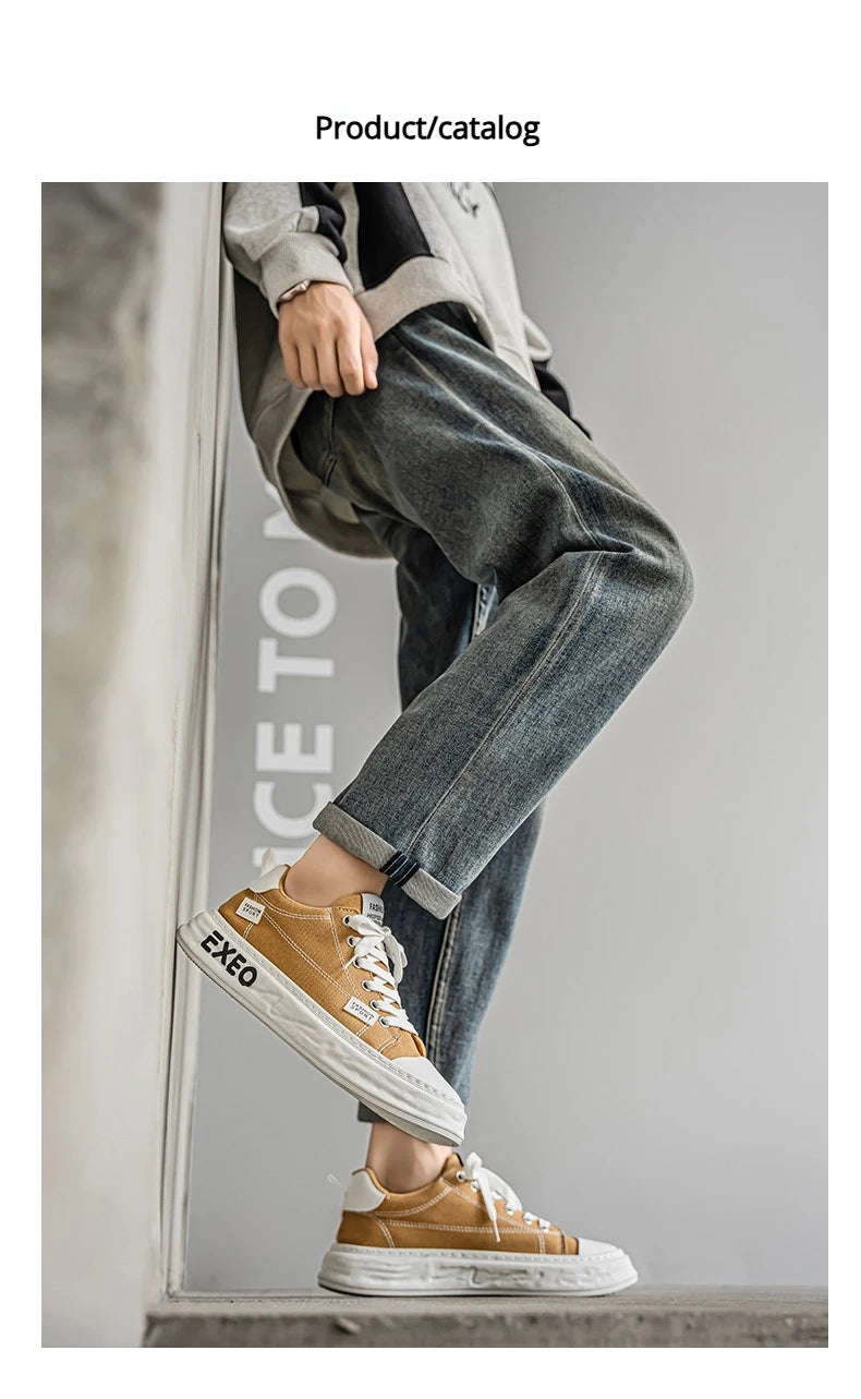 Casual Sneakers Sporty Design Trendy Flat Men's Canvas Shoes Breathable Low-Top Footwear Summer Winter Spring Autumn Wear