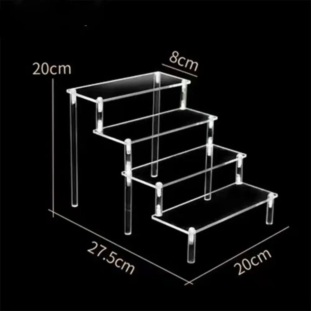 1-5 Tier Acrylic Display Stand Durable Display Rack For Cupcake Perfume Doll Transparent Trapezoidal Blind Box Storage Shelf