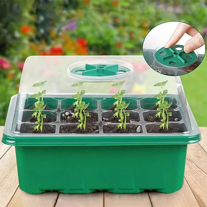 12Grids Seed Starter Tray with Ventilation Hole Seeds Growing Cultivation Planting Box Mini Greenhouse Plant Starter Kit