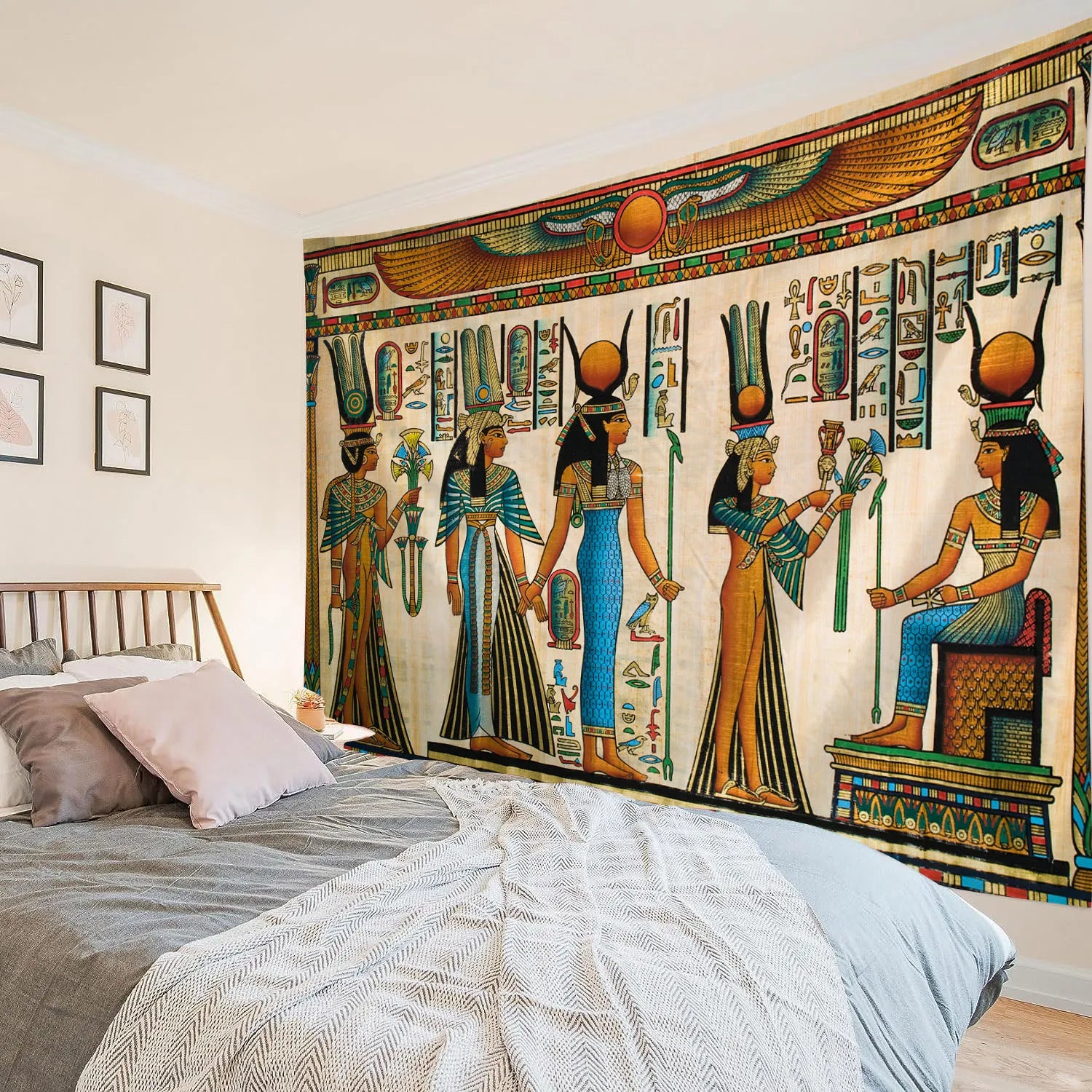 Egyptian Painting Tapestry  Nefertalis Tomb Thebes Wall Hanging Gods of Ancient Egypt Mural for Bedroom Living Room Dorm Decor