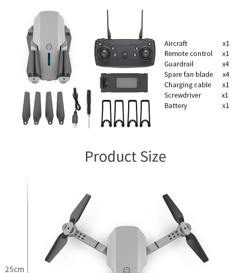 Drones Toys Gifts 8K HD Dual Camera 2026 E88 Plus Mini Foldable GPS Brushless Motor Obstacle Avoidance RC Quadcopter LED For IOS