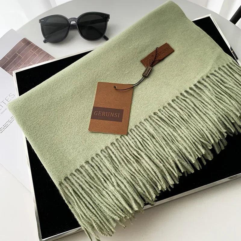2024 Winter Cashmere Scarf Women Thick Warm Pashmina Shawls Wraps Solid Color Tassel Lady Blanket Echarpe Bufanda Hijab