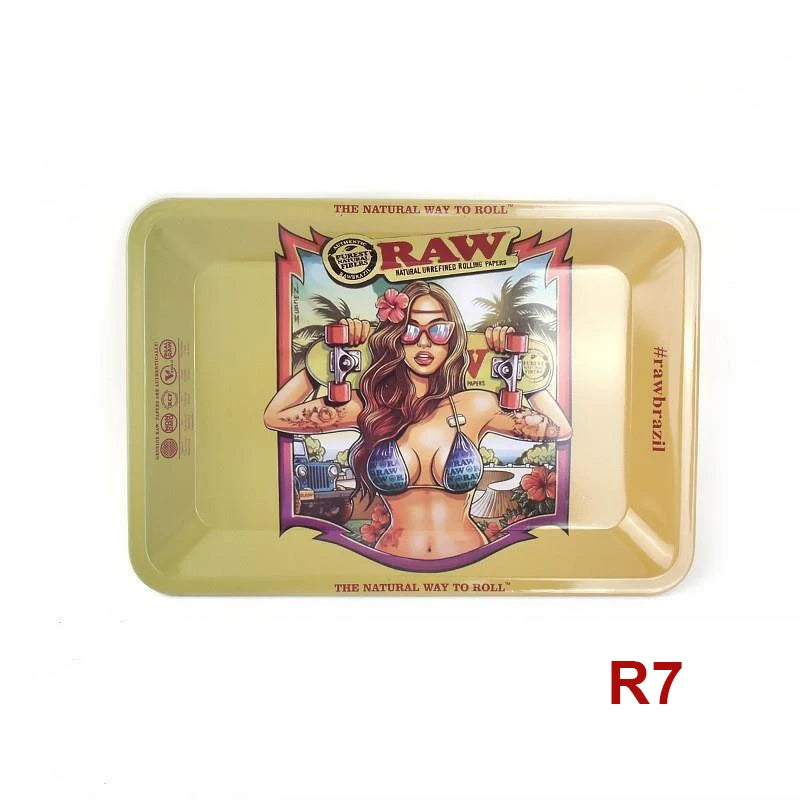 Classic Rolling Tray Multi Designs Available Tinplate Tray 7*5 inch Tobacco Smoking Accessories Rolling Tools