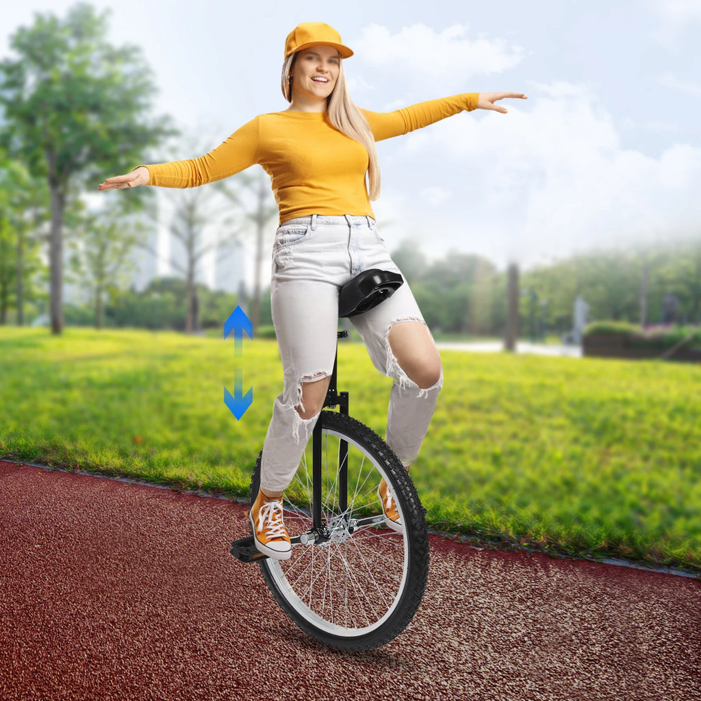 24-inch Wheel Unicycle Height Adjustable Unicycle Black/Yellow/Blue/Red Steel One Wheel Bike For Cycling Balance Training