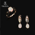 2026,Natural Ethiopia Opal Ring earrings Jewelry Set 925 sterling silver simple fashion design for women anniversary gift