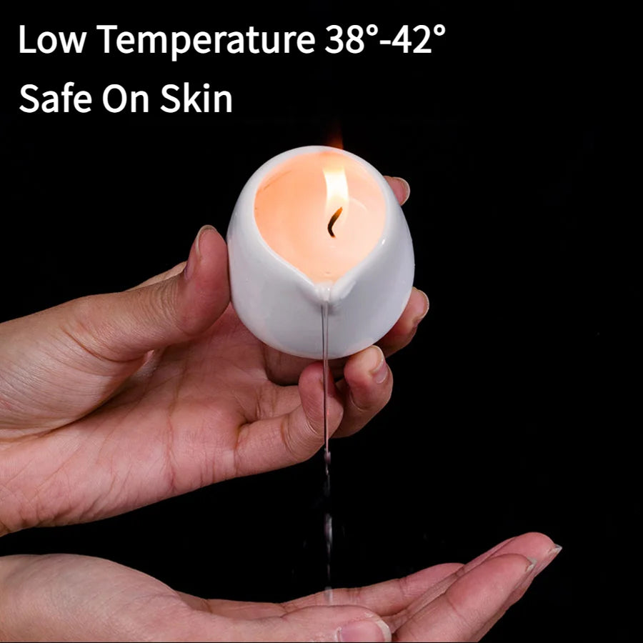 1pc Amber Vanilla massage essential oil candle, coconut wax, heating, body open back SPA romantic holder home decor valentines