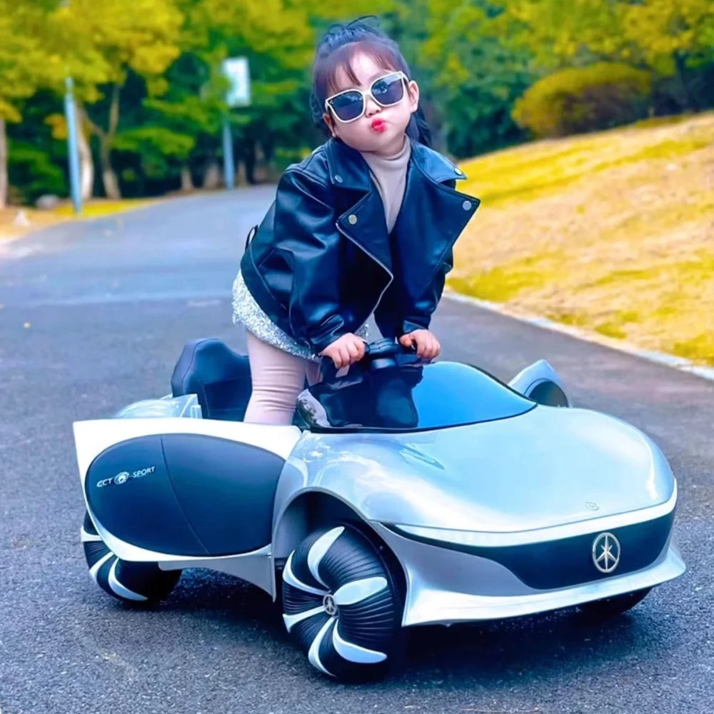 Electric Ride On Car 4WD with Remote Control - Battery Powered Toy Vehicle with Doors LED Lights Music