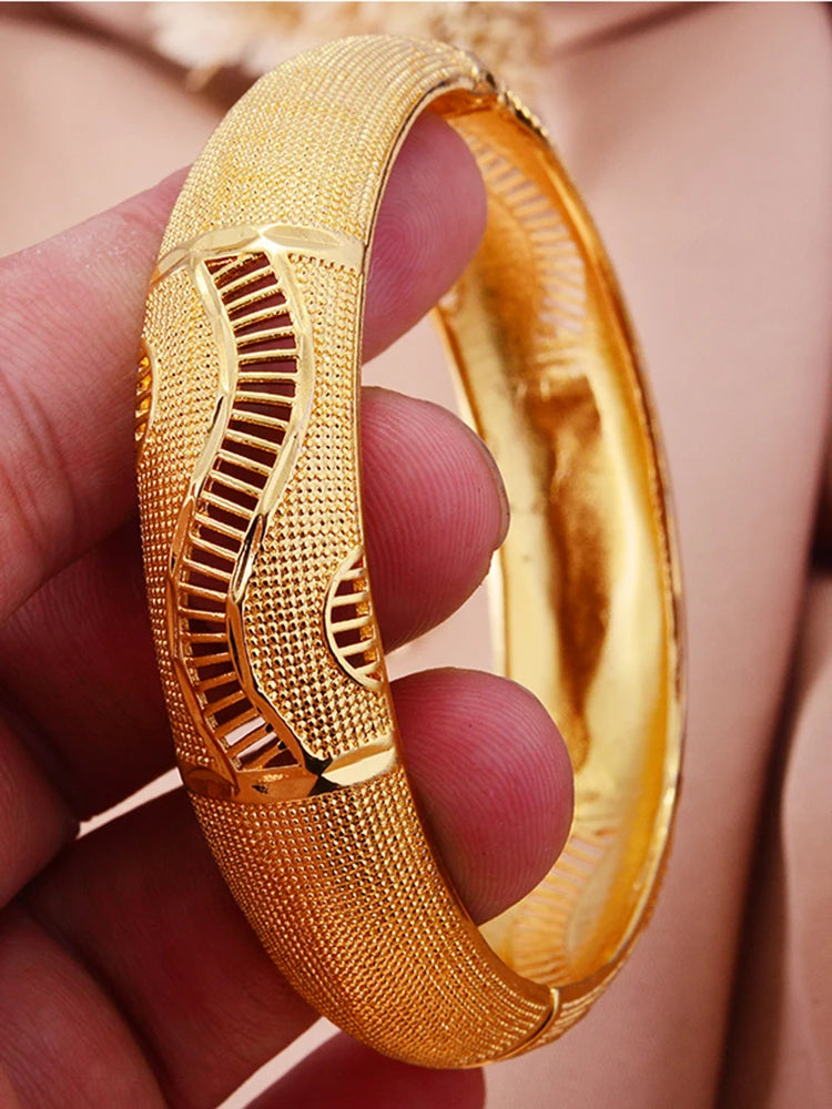 24K 1pcs  France Dubai Bangles Gold Jewelry Gold Color Bangles For Ethiopian Bangles & Bracelets Ethiopian Jewelry Bangles
