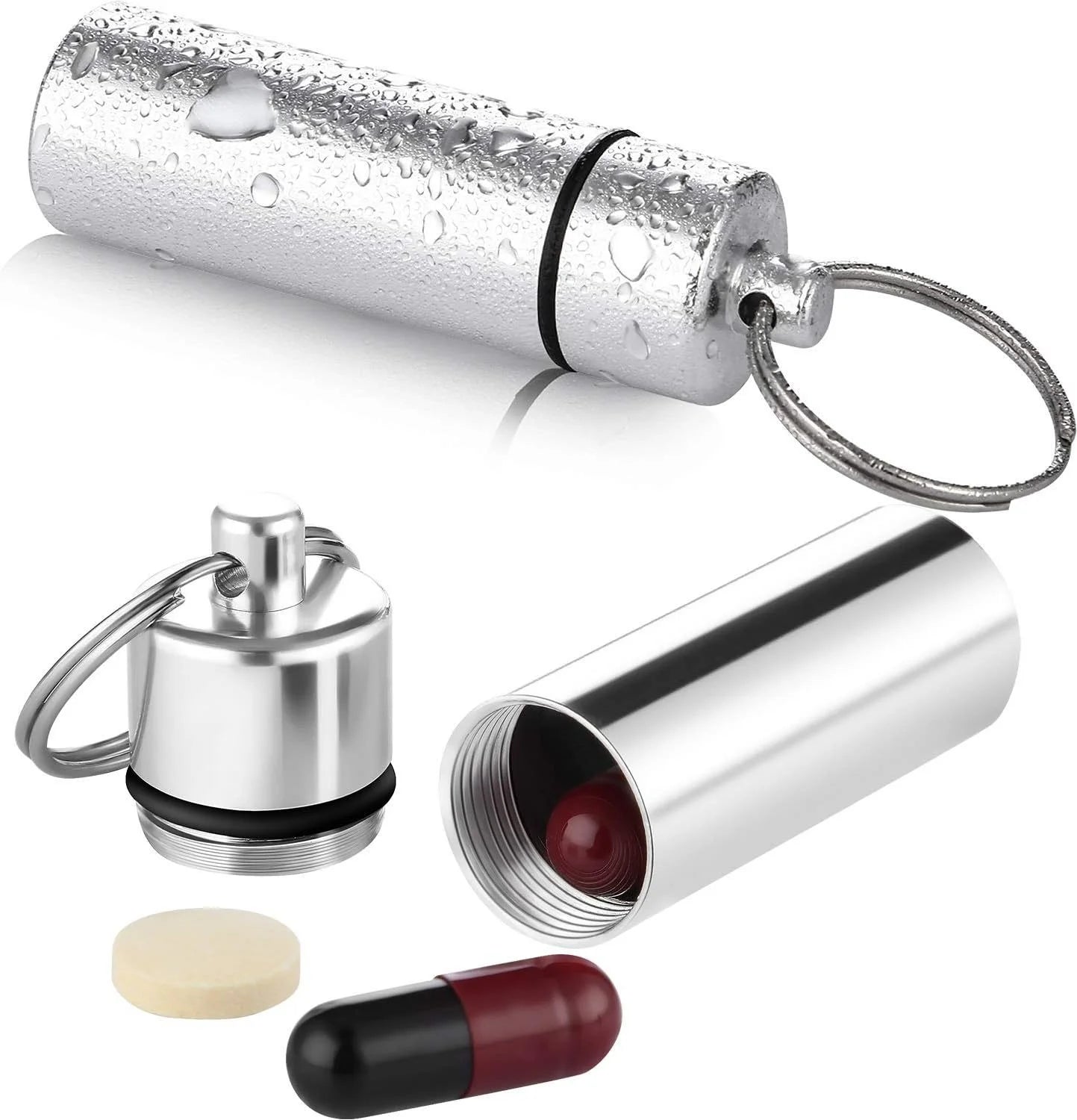 3pcs Portable Stash Jar with Keychain Aluminum Alloy Waterproof Airtight Container Storage for Herb Tobacco Smoking Accessories