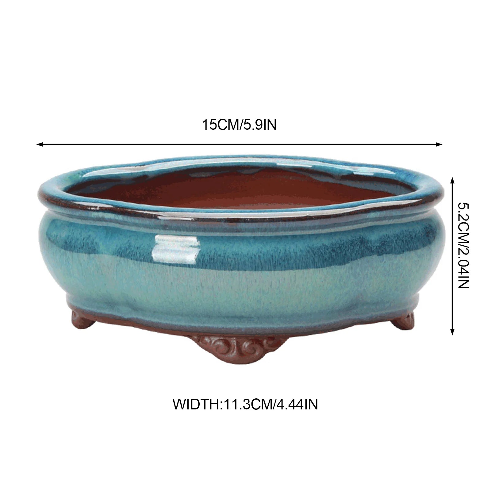 Ceramic Succulent Flower Pot Chinese Style Pottery Bonsai Pots with Drain Hole Purple Sandstone for Desktop Home Decoration