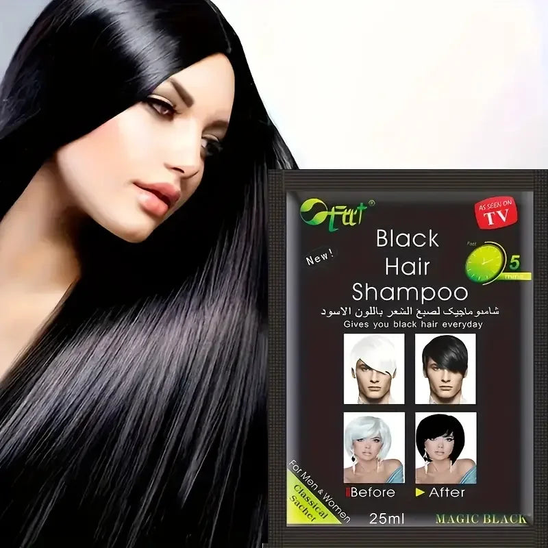 25ml*10 Fast Black Hair Shampoo 5 Mins Fast Become Black Hair Dye Herb Natural Hair Care Restore Colorant Shampoo Hair Care