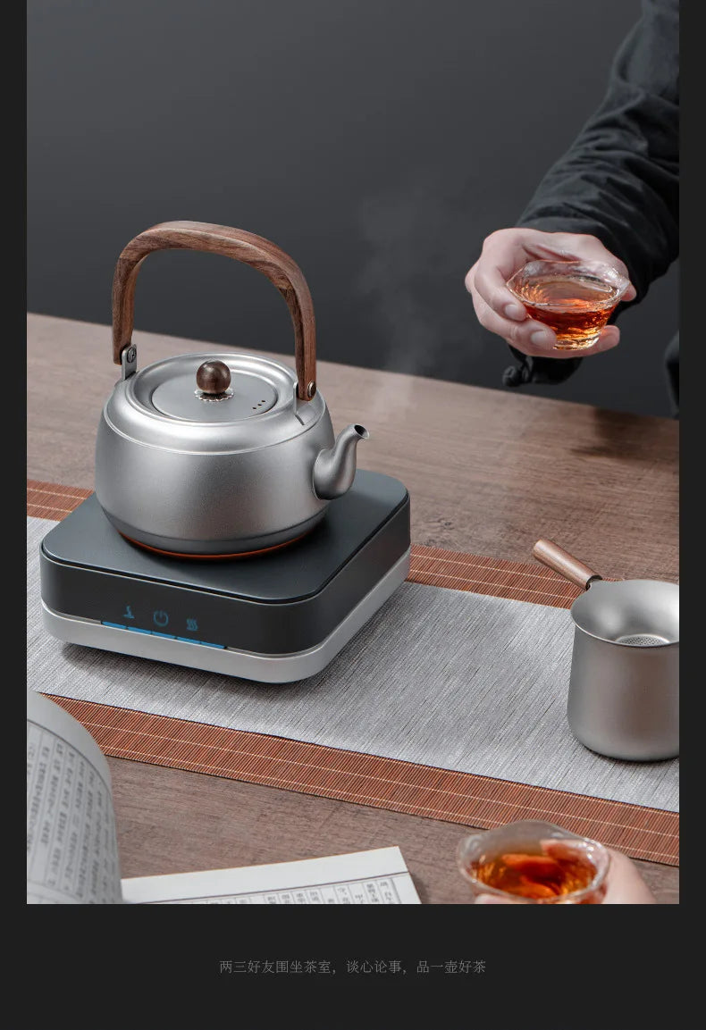 0.8/1/1.5L Pure Titanium Kettle With Anti-scalding Handle,Antibacterial And Anti-mold Cookware,Home/Outdoor Lightweight Teapot