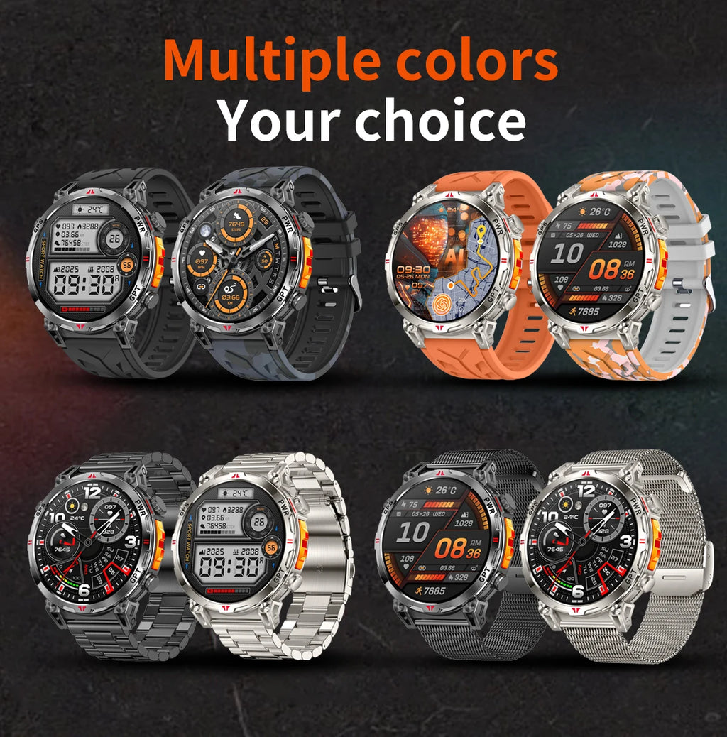 2026 New Outdoor GPS Sports Smartwatches Men Compass 10ATM Waterproof 24/7 Health Monitoring Chat GPT Bluetooth Call Smart Watch