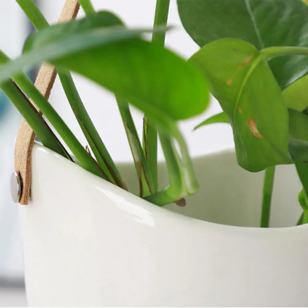 Creative White Wall Hanging Flower Pot Ceramic Thickened Hanging Flower Basket Sturdy Hydroponic Planter Holder Outdoor