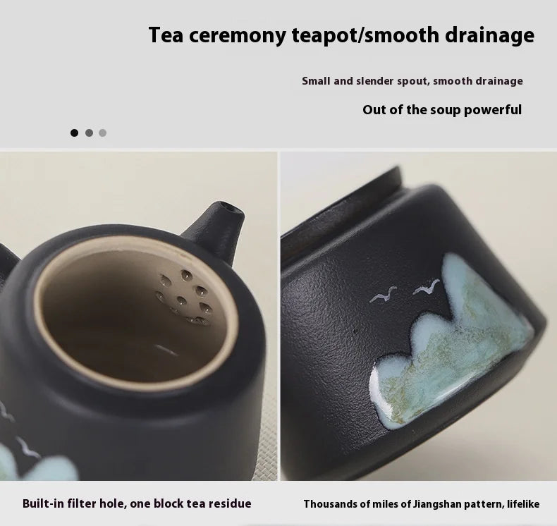 11pcs Japanese Travel Tea Set with Teapot Tea Cups And Bamboo Tray Hand-Painted Ceramic Tea Set with Gift Box And Storage Box