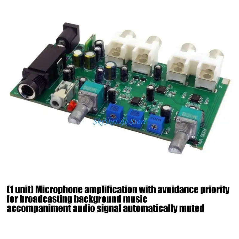 E65E Professional Stereo Audios Mixer Automatically Reduces Background Music Accompaniment Mixing Board DC12V-24V