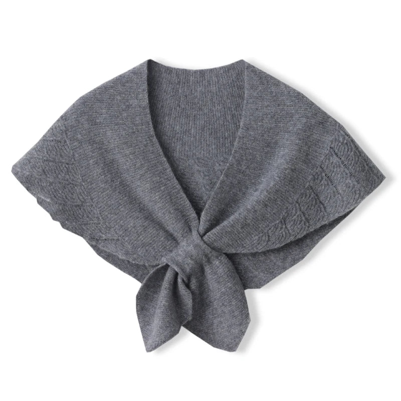 100%Wool Knitted Triangle Shawls Women Hollow Out Fashion Poncho Blouse Shoulder Fake Collar Cape Soft Warm Neck Scarves Girl