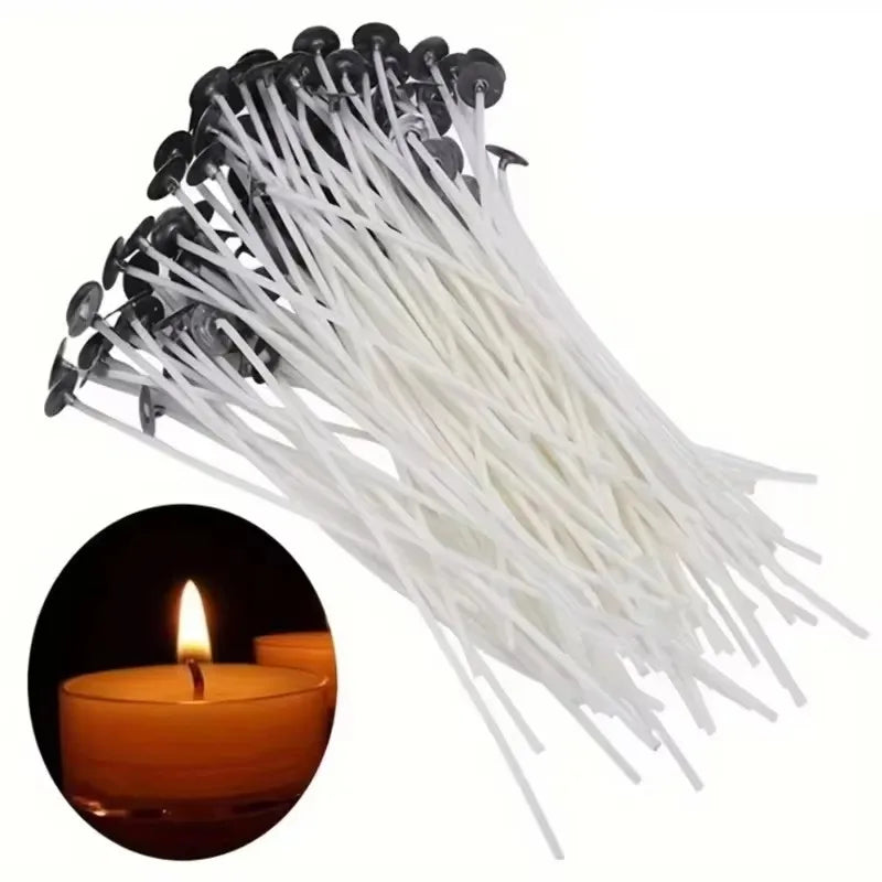 100pcs/30Pcs Smokeless Candle Wicks Soy wax Pure Cotton Core DIY Candle Making Pre-waxed Wick For Party Supplies