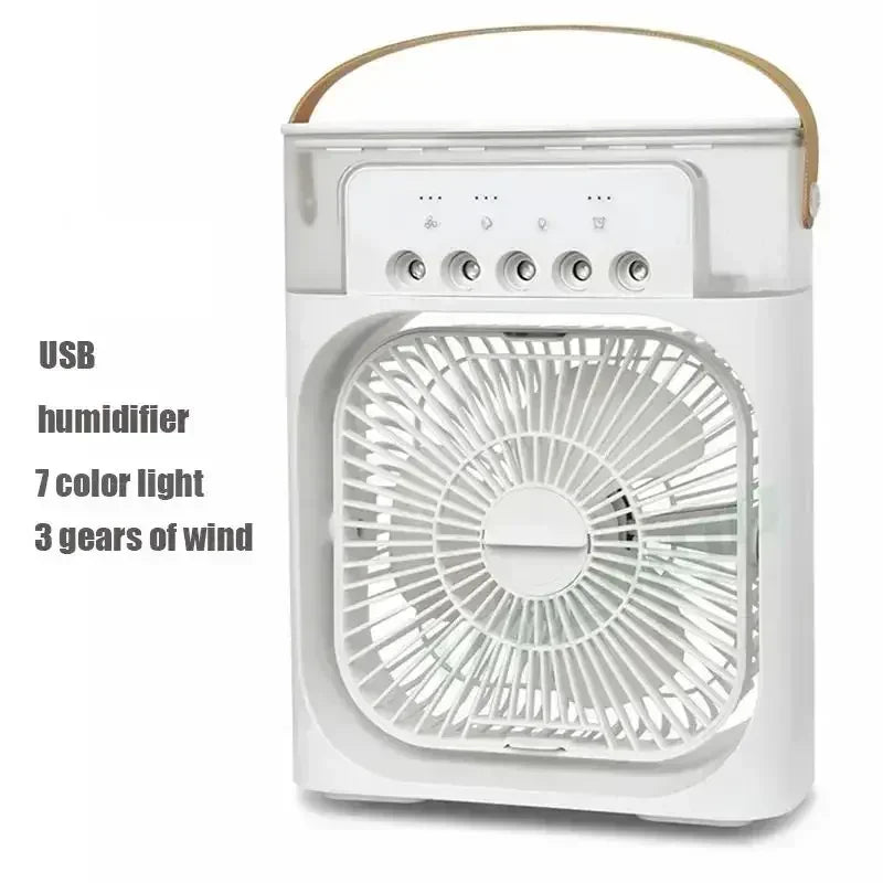 Fan - 3 in 1 Portable Desktop Humidifier Cooler USB Mini Air Conditioner Night Light Spray Quiet Summer Cooling for Home