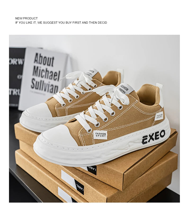 Casual Sneakers Sporty Design Trendy Flat Men's Canvas Shoes Breathable Low-Top Footwear Summer Winter Spring Autumn Wear