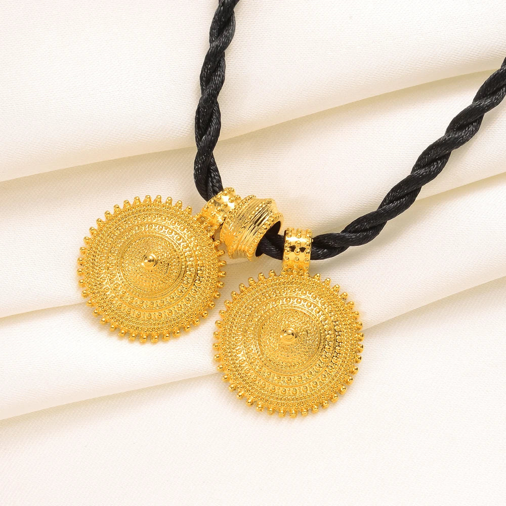 Ethiopian Ethnic Jewelry sets Necklace Earrings Ring Gold Color Africa Wedding Eritrea Habesha sets