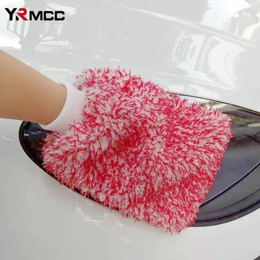 Car Washing Gloves Microfiber Strong Water Coral Velvet Cleaning Glove Soft Thickened Dust Removal Clean Tools Car Accessories