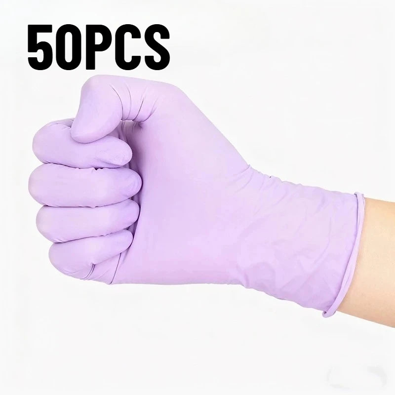 10-100PCS Disposable Light Purple Nitrile Gloves Latex Free Waterproof For Cleaning Hairdressing Dishwashing Tattoo Gloves