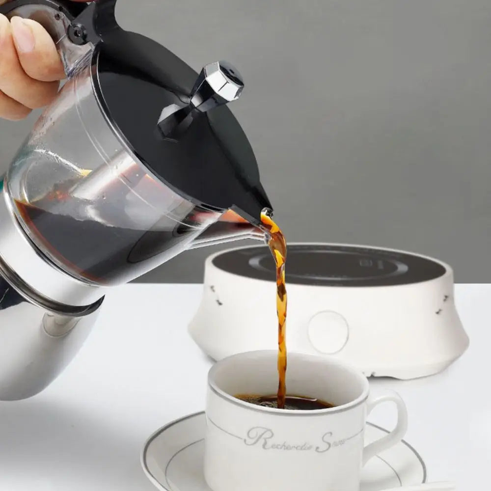 4/6 Cups Visible Moka Pot Transparent Pot Body Stainless Steel Coffee Maker Pot Universal Espresso Italian Coffee Machine