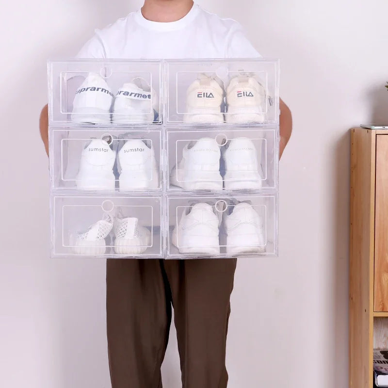 6pcs/Set High Transparent Shoe Storage Boxes - Antioxidant, Dustproof Organizer for Slippers & Sneakers, Ideal for Shoe Cabinet