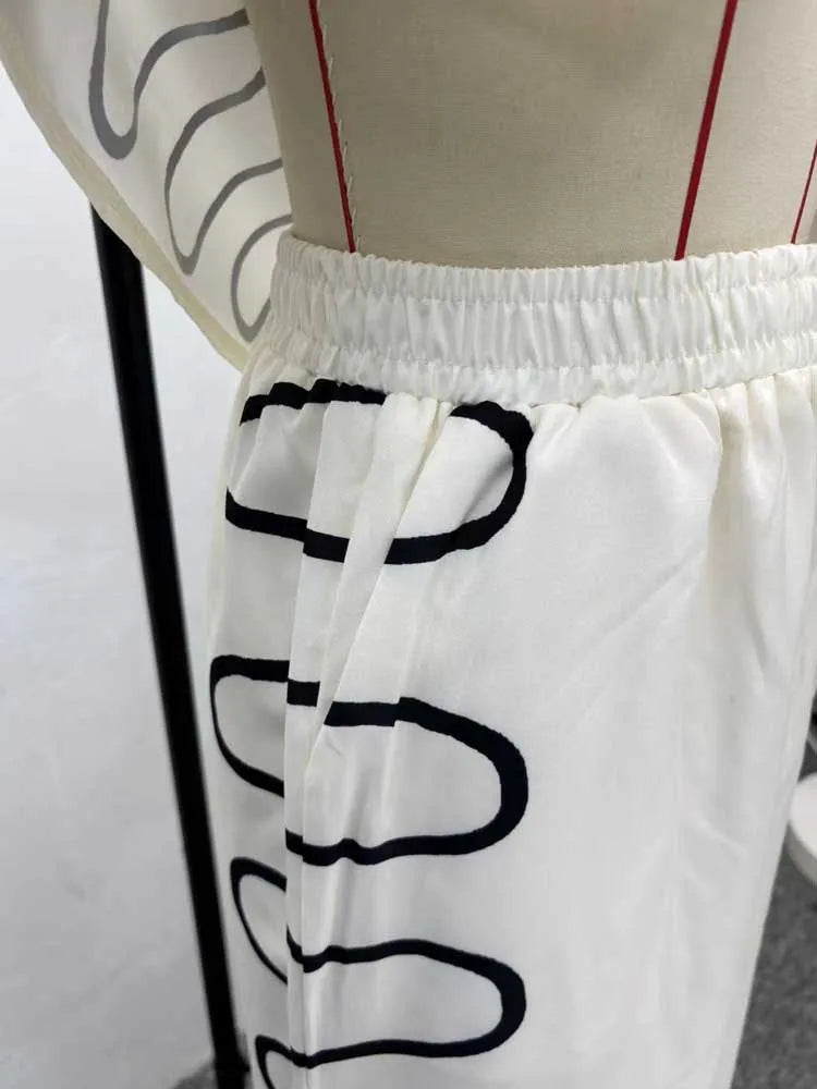 2 Pieces Set for Woman Summer Short Sleeve White Top and Loose Straight Trouser Casual Streetwear Shirt and Pants Set Outfit