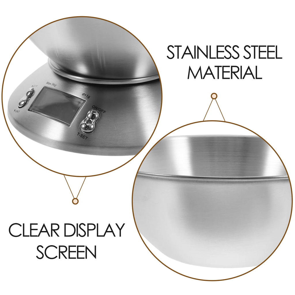 Digital Kitchen Scale Stainless Steel High Precision Electronic Food Weighing Scale Large Capacity Measuring Grams For
