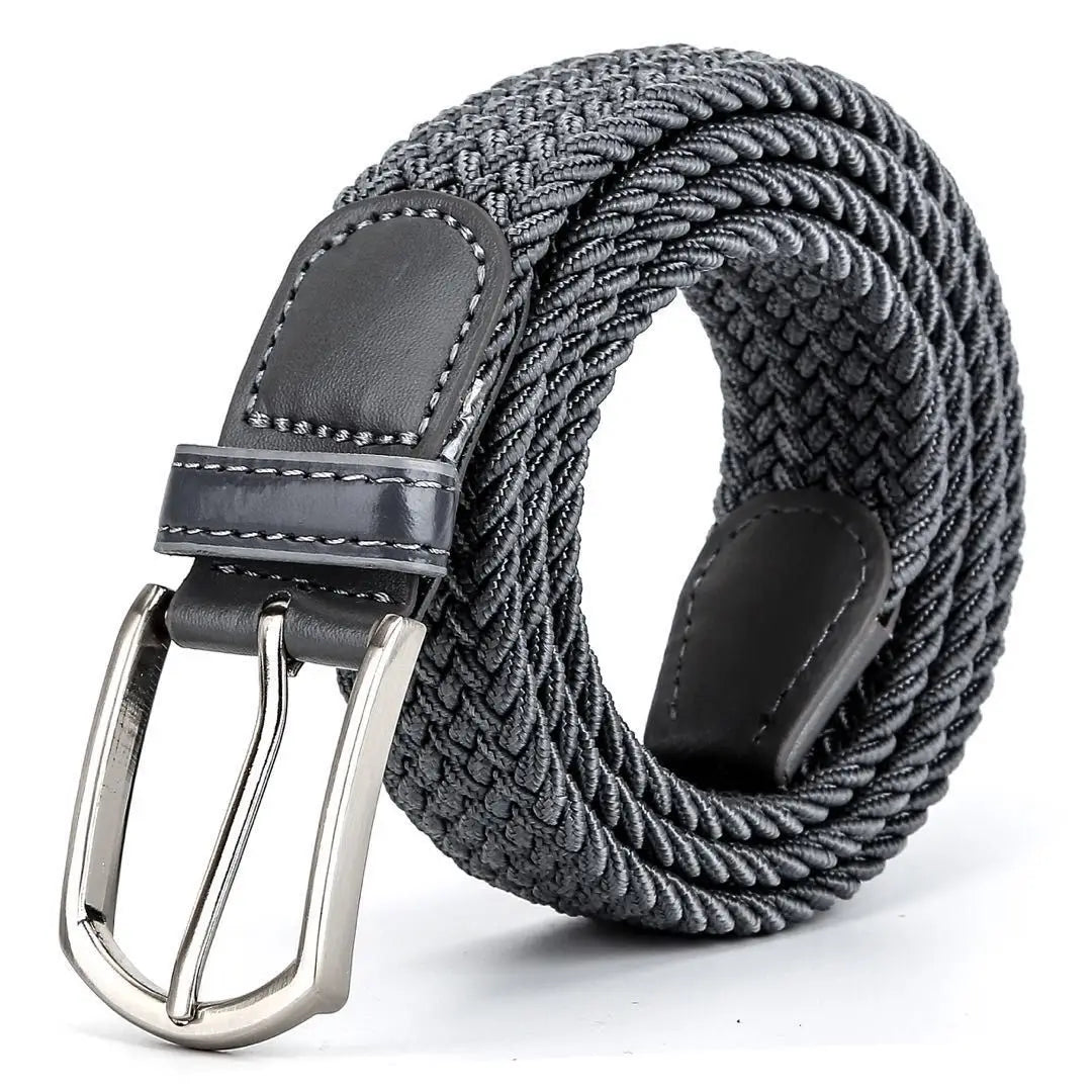 3.3cmX110cmX130cm  2024 High Quality New Men Elastic Braided Belt Casual Women Canvas Korean All match Pin Buckle White Black