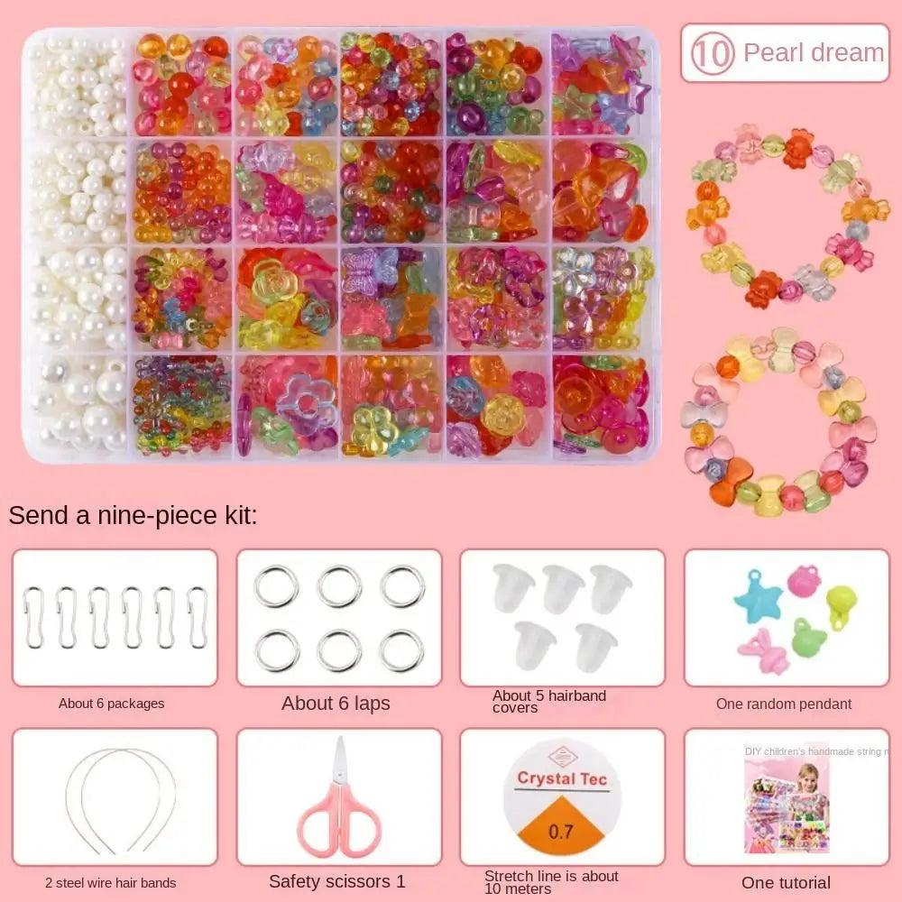 Arts Crafts DIY Handmade Beaded Kit Toy DIY Toy Jewelry Set DIY Making Beads Kit Toy Kawaii Creative