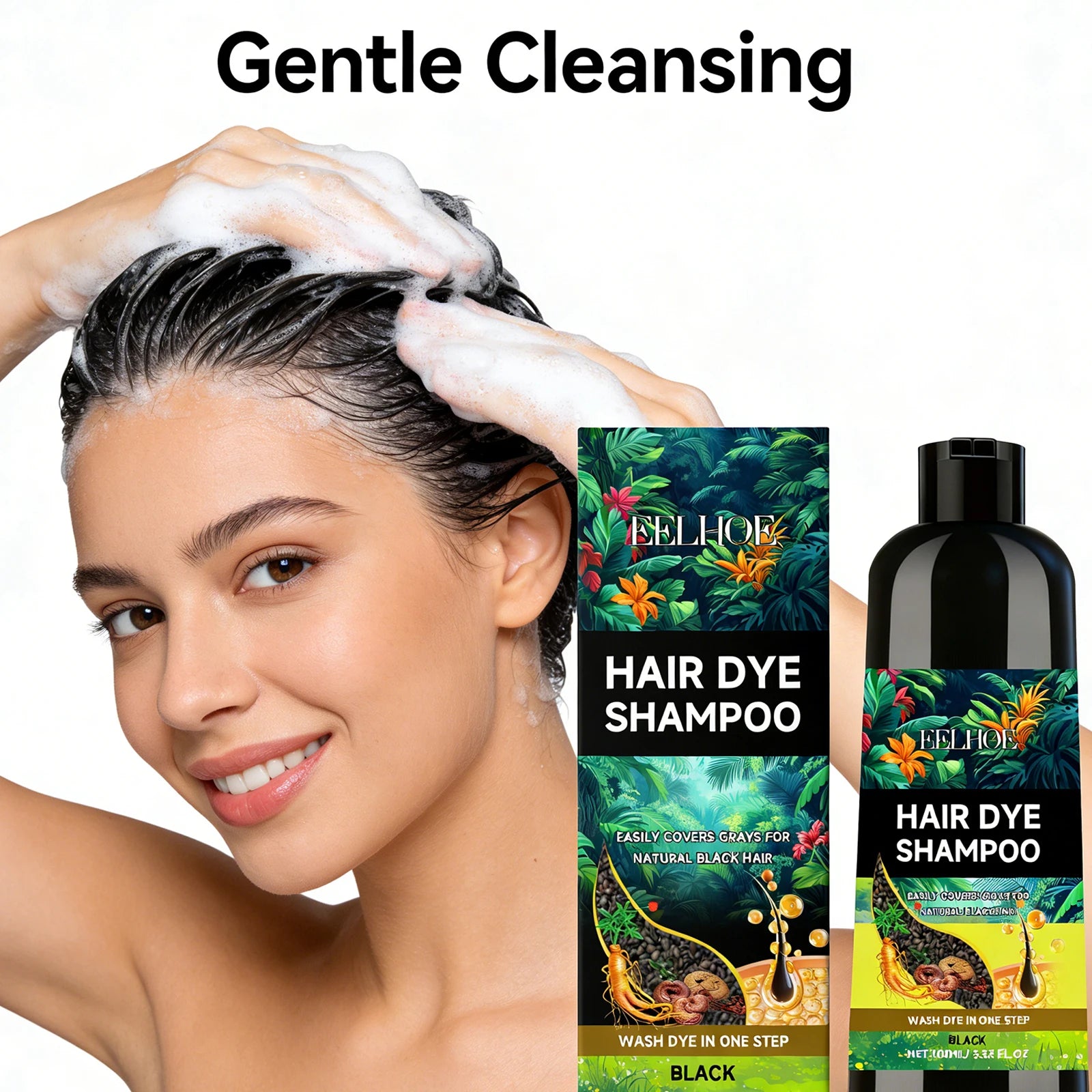 Black Hair Dyeing Shampoo Covering White Hair Enhancing Hair Shine Nourishing Root Beauty Hair Moisturizing Hairdressing Shampoo