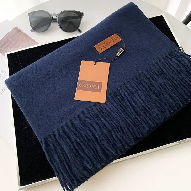 2024 Winter Cashmere Scarf Women Thick Warm Pashmina Shawls Wraps Solid Color Tassel Lady Blanket Echarpe Bufanda Hijab