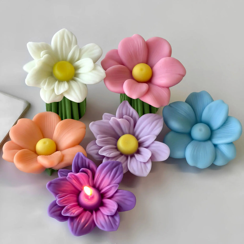 DIY Flowers Aroma Candle Silicone Mold Handmade Candy Chocolate Baking Mould Soap Candle Making Supplies