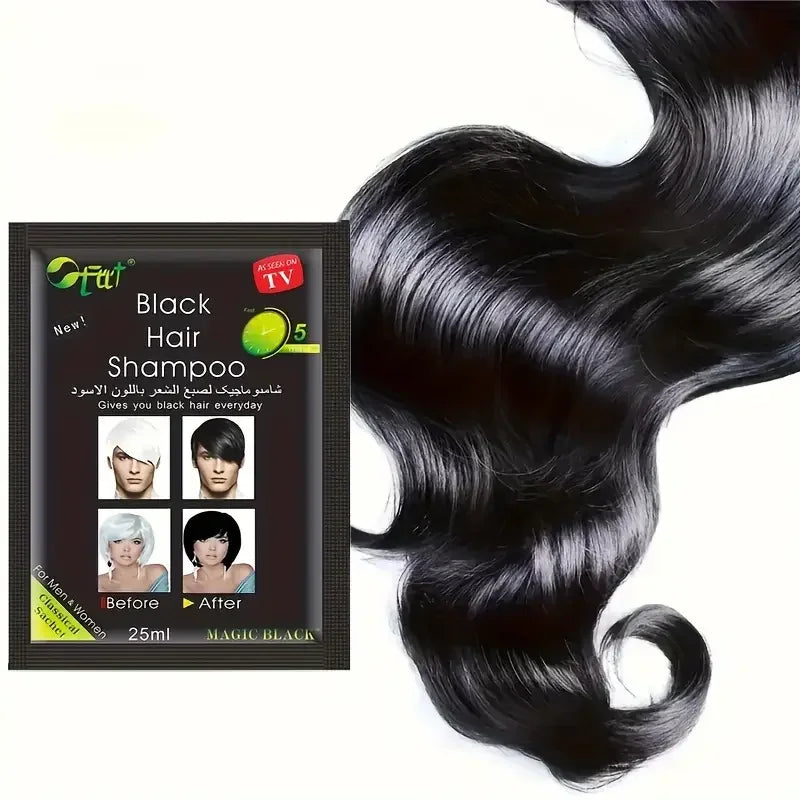 25ml*10 Fast Black Hair Shampoo 5 Mins Fast Become Black Hair Dye Herb Natural Hair Care Restore Colorant Shampoo Hair Care