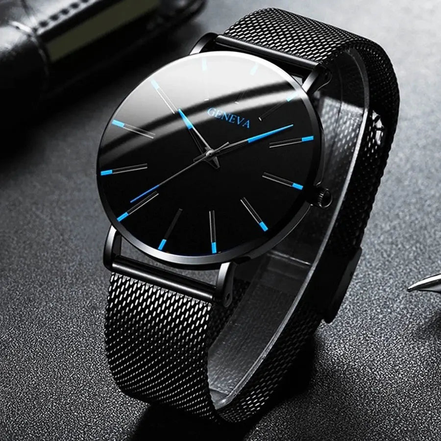 Classic and fashionable men's and women's quartz watches with mesh straps, cool watches, simple and casual couple watches, busin